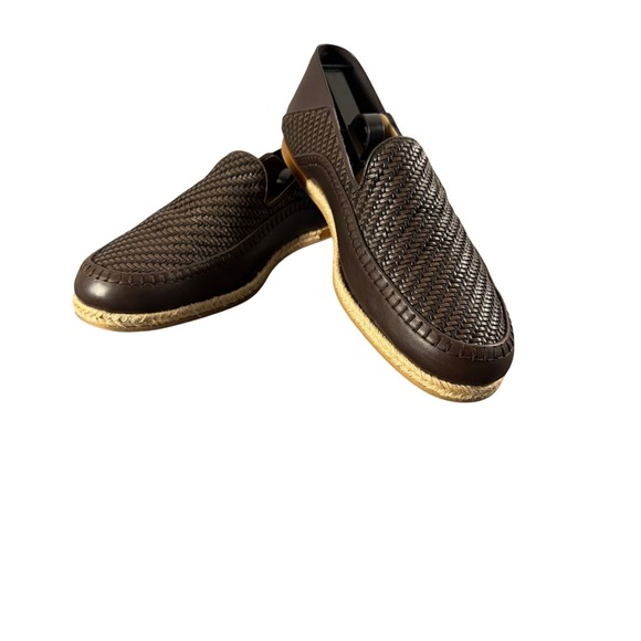 Ermenegildo Zegna Mens Woven Leather Espadrille Loafers Brown Made in Italy main image 6
